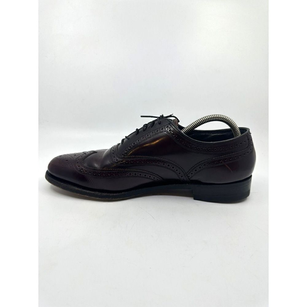 Florsheim Wingtip Oxford Mens 10 D Burgundy‎ Good Leather Brogue Made in USA - Picture 8 of 11